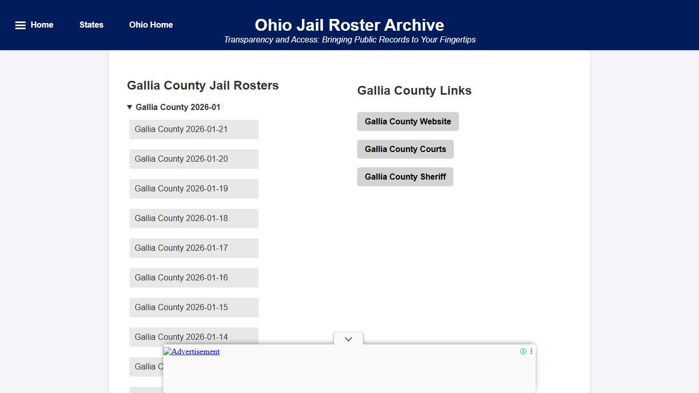 Gallia County - Ohio Jail Rosters