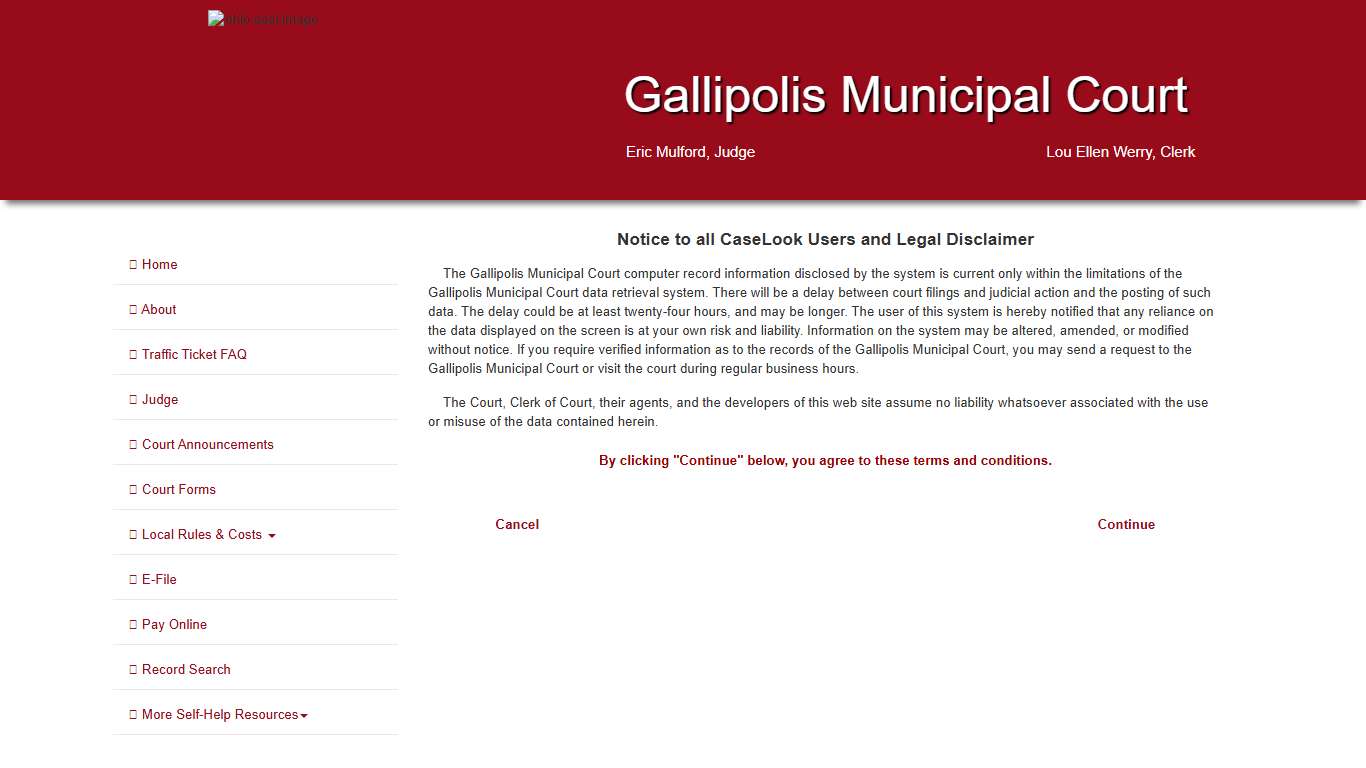 Gallipolis Municipal Court - Record Search